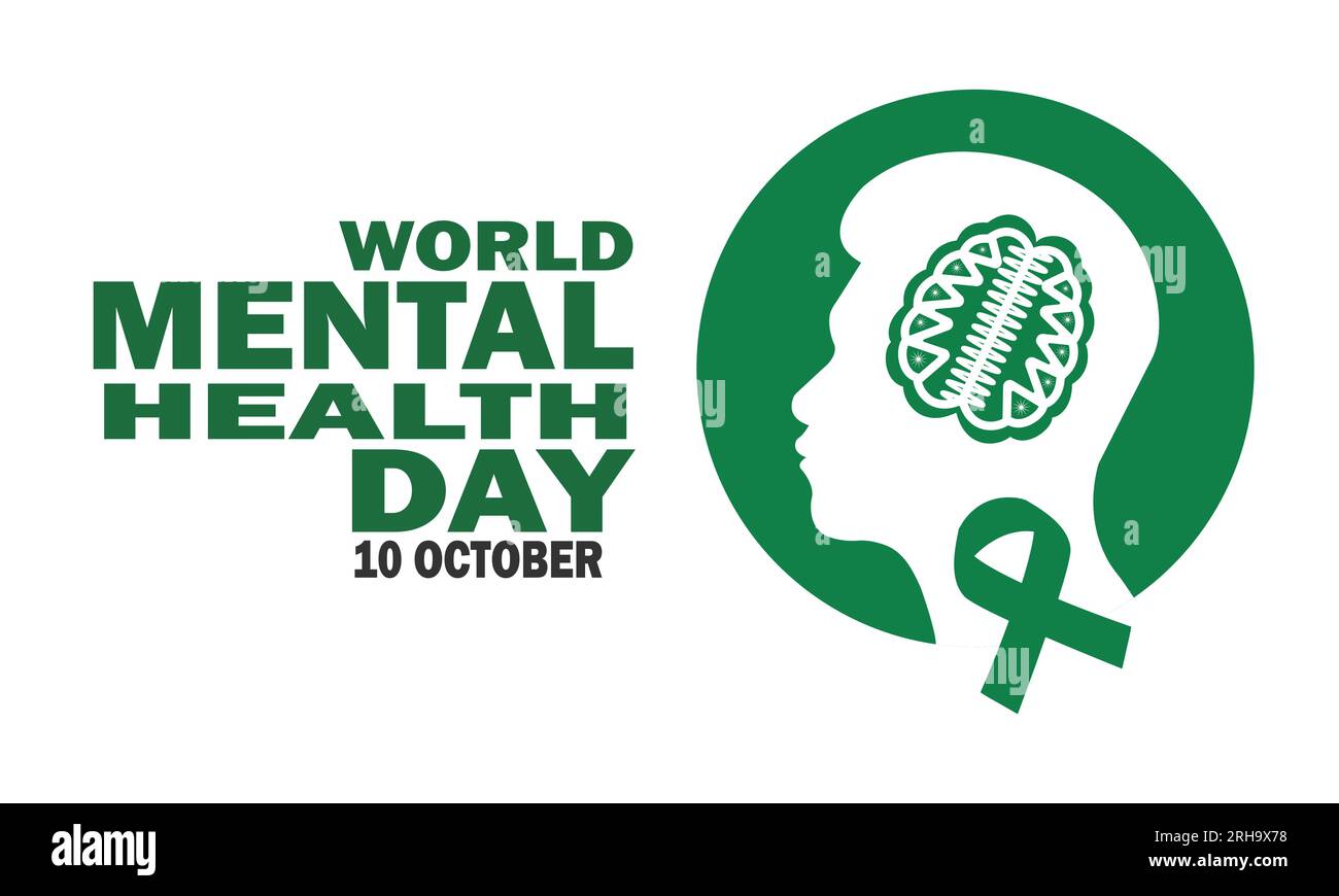 Illustrazione vettoriale del concetto della giornata mondiale della salute mentale. 10 ottobre. Adatto per biglietti d'auguri, poster e striscioni Illustrazione Vettoriale