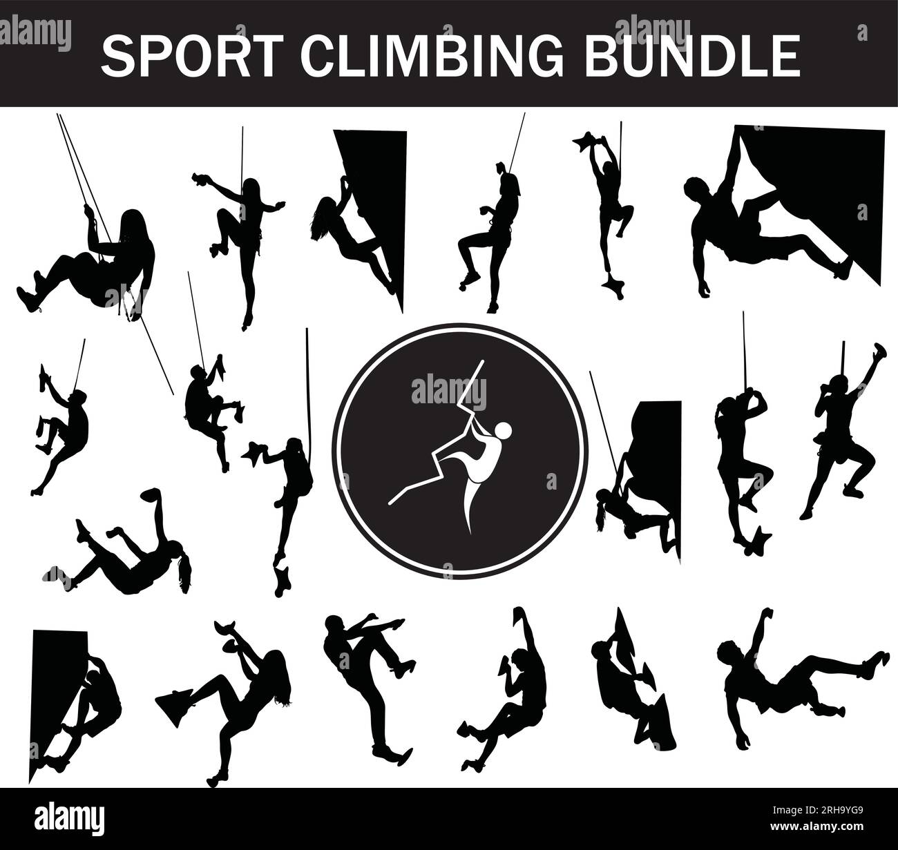 Pacchetto Sport Climbing silhouette | Collezione di giocatori Sport Climbing con logo Illustrazione Vettoriale