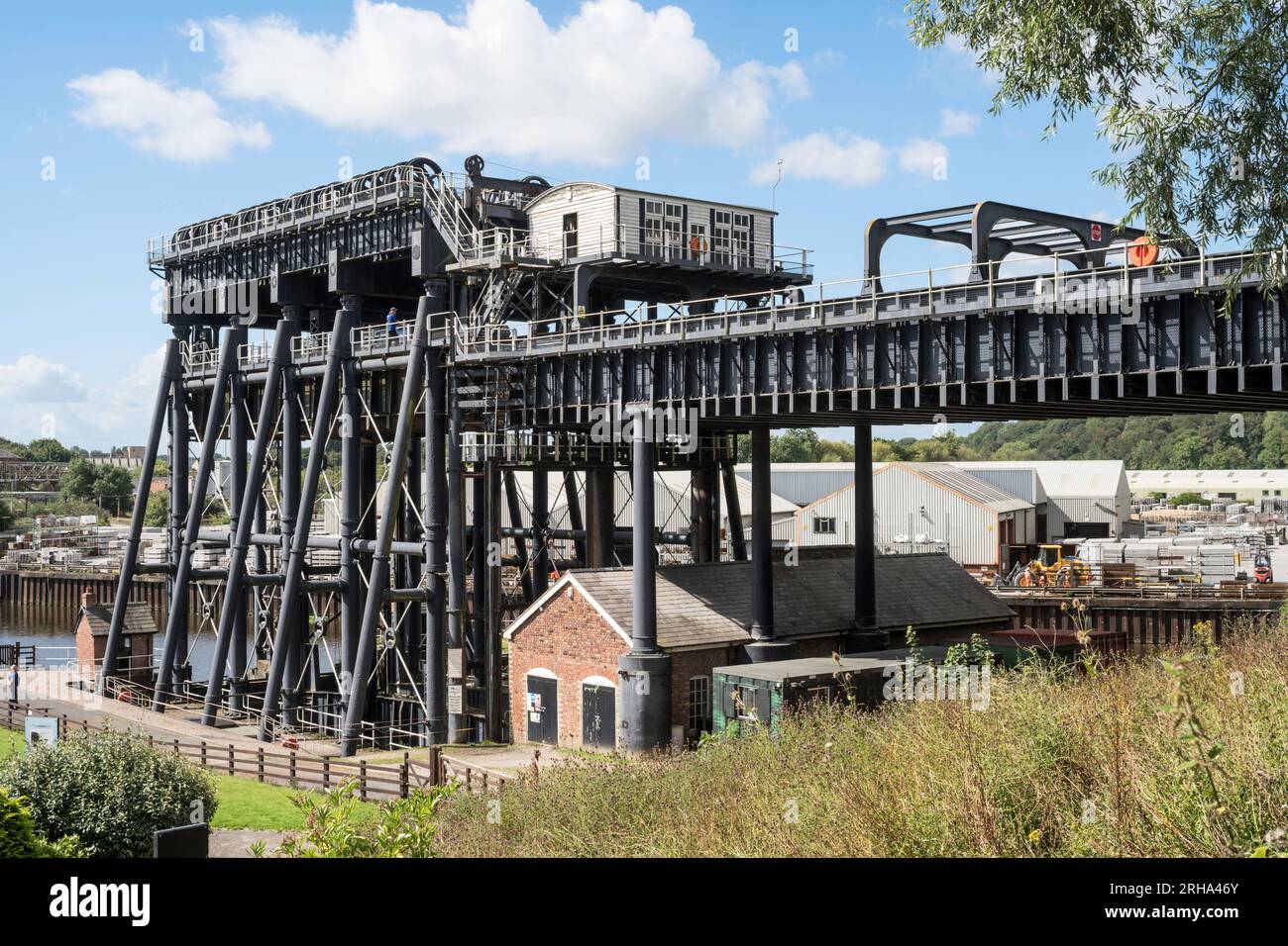 Anderton Boat Lift nel Cheshire, Inghilterra, Regno Unito Foto Stock