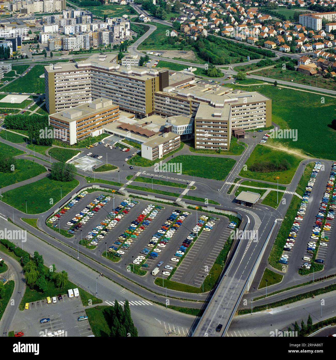 Strasburgo, parcheggio, edifici ospedalieri Haute-Pierre, vista aerea della città, Alsazia, Francia, Europa, Foto Stock