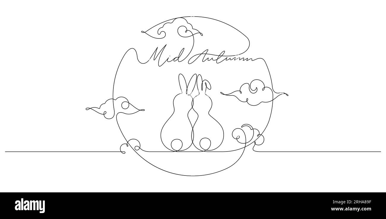 un paio di conigli celebrano il festival di metà autunno con un'illustrazione vettoriale Illustrazione Vettoriale