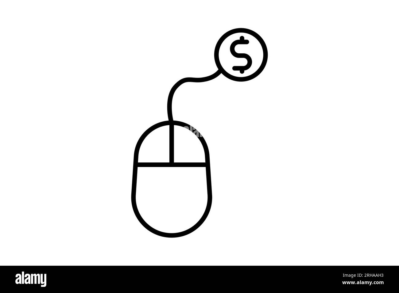 Icona Pay per Click (paga per clic). Icona relativa all'ottimizzazione dei motori di ricerca. adatto per la progettazione di siti web, app, interfacce utente. stile icona linea. Des vettoriale semplice Illustrazione Vettoriale