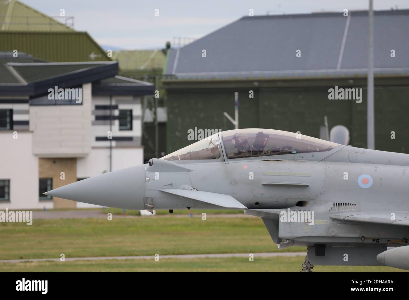 RAF Lossiemouth Typhoon Aircraft Elgin Moray Scotland Foto Stock