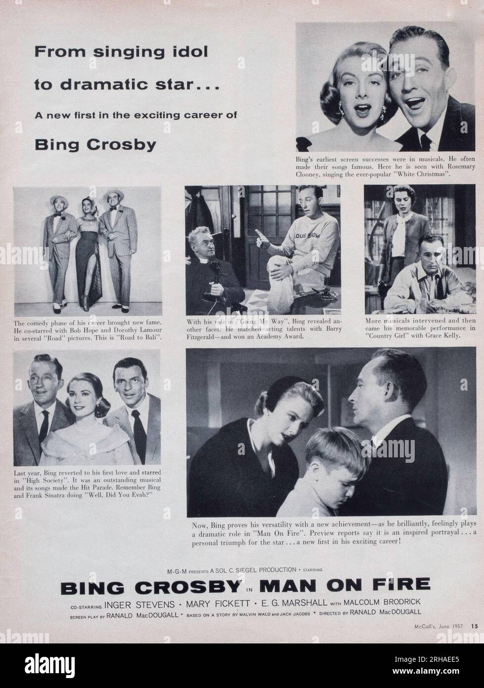 Vintage giugno 1957 'McCall's' magazine Issue Advert, USA Foto Stock