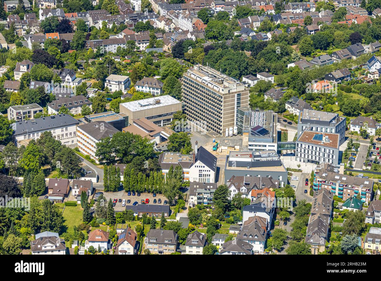 Veduta aerea, Max Planck Institutes, Kaiser-Wilhelm-Platz, Holthausen - West, Mülheim an der Ruhr, Ruhr area, Renania settentrionale-Vestfalia, Germania, costrutz Foto Stock