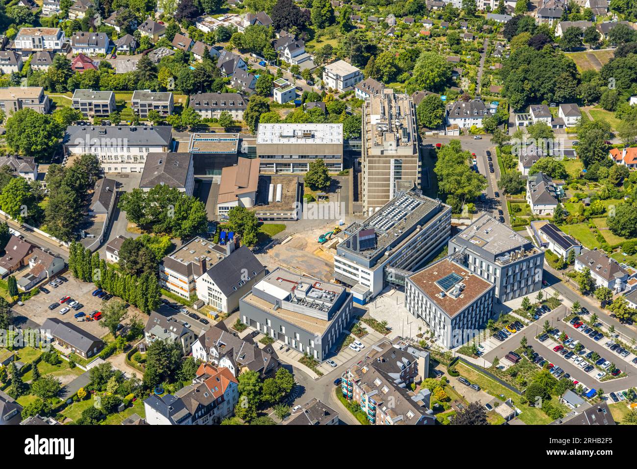 Veduta aerea, Max Planck Institutes, Kaiser-Wilhelm-Platz, Holthausen - West, Mülheim an der Ruhr, Ruhr area, Renania settentrionale-Vestfalia, Germania, costrutz Foto Stock