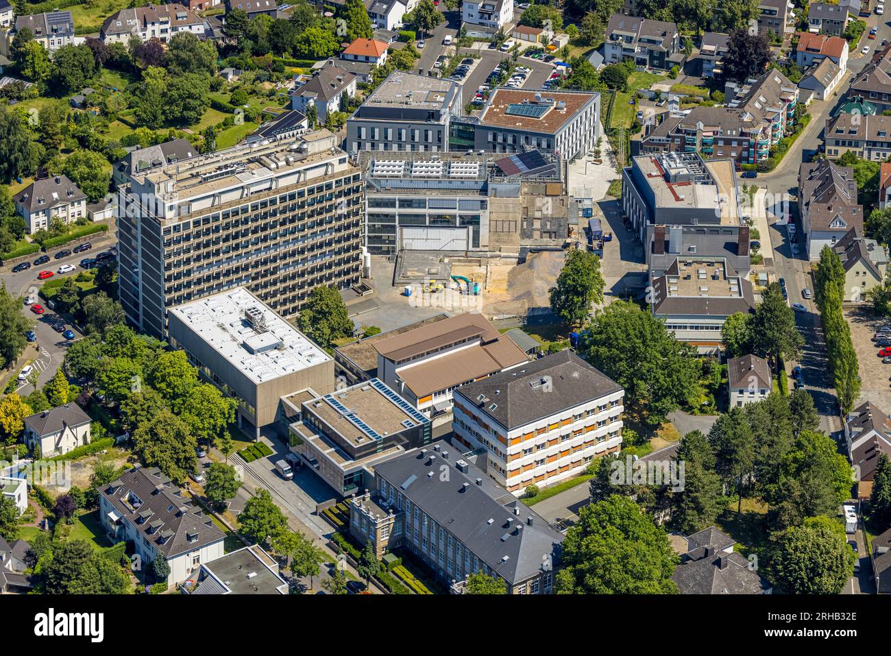 Veduta aerea, Max Planck Institutes, Kaiser-Wilhelm-Platz, Holthausen - West, Mülheim an der Ruhr, Ruhr area, Renania settentrionale-Vestfalia, Germania, costrutz Foto Stock