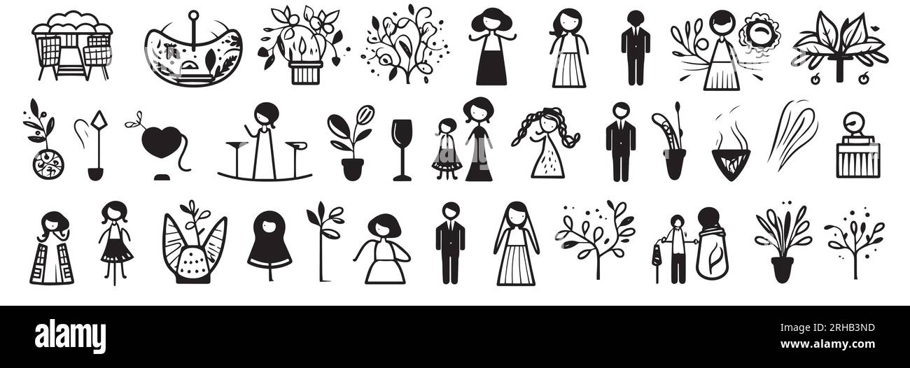 Foglio icona di arte vettoriale per matrimoni in stile doodle Illustrazione Vettoriale