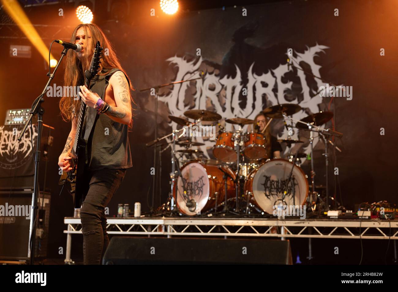 Tortured Demon, si esibiscono dal vivo al Bloodstock Open Air Festival 2023, Catton Park, Derbyshire, Regno Unito. Foto Stock