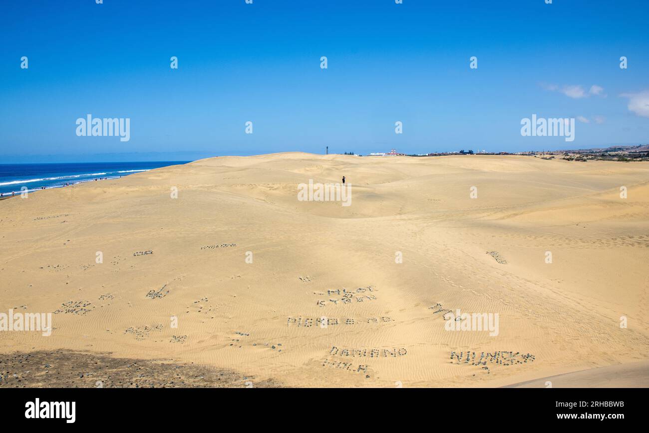 Dunas de Maspalomas. El viento y la arena crean paisajes diferentes. Gran Canaria, España Foto Stock