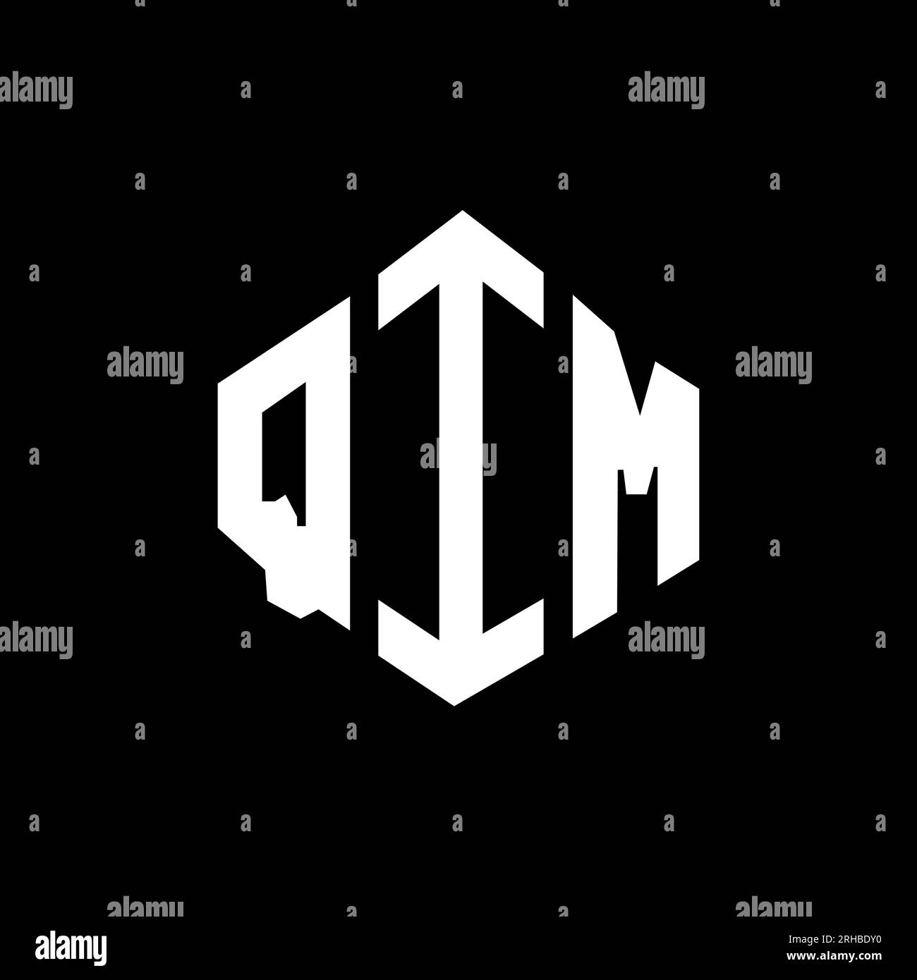 Logo QIM Letter con forma poligonale. Design con logo a forma di cubo e poligono QIM. Modello con logo vettoriale esagonale QIM in bianco e nero. QIM monogr Illustrazione Vettoriale