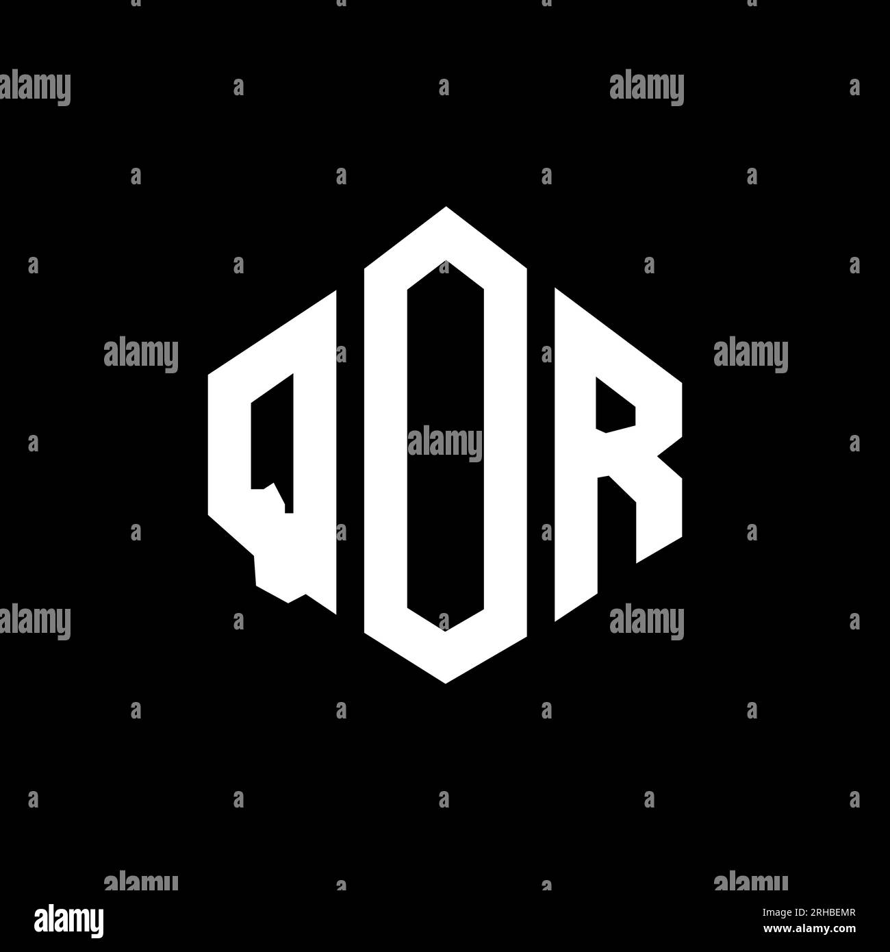 Logo QOR Letter con forma poligonale. Design del logo a forma di cubo e poligono QOR. Modello di logo vettoriale esagonale QOR in bianco e nero. QOR monogr Illustrazione Vettoriale