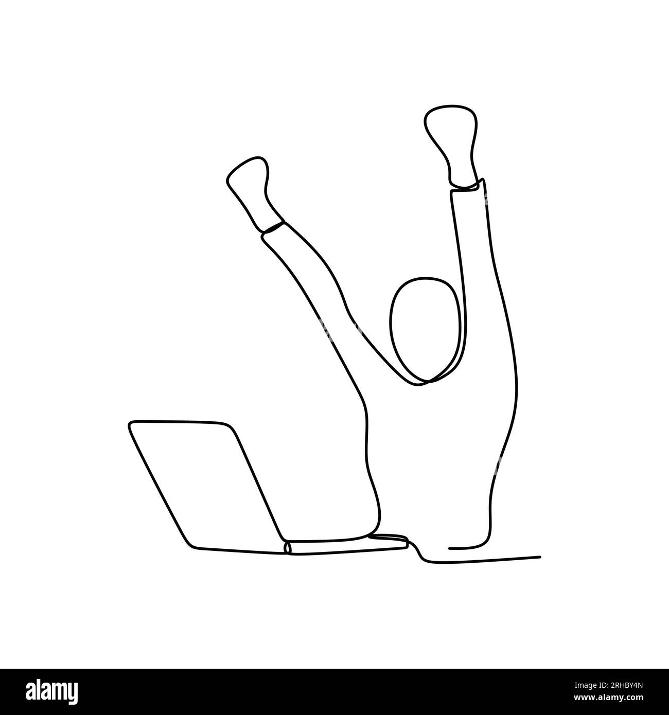 creare una linea continua di dipendenti che completano con successo il proprio lavoro. Illustrazione Vettoriale