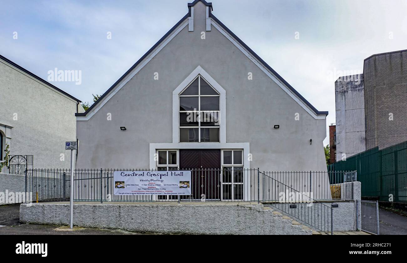 Central Gospel Hall, Central Avenue, Bangor, County Down, Irlanda del Nord Foto Stock