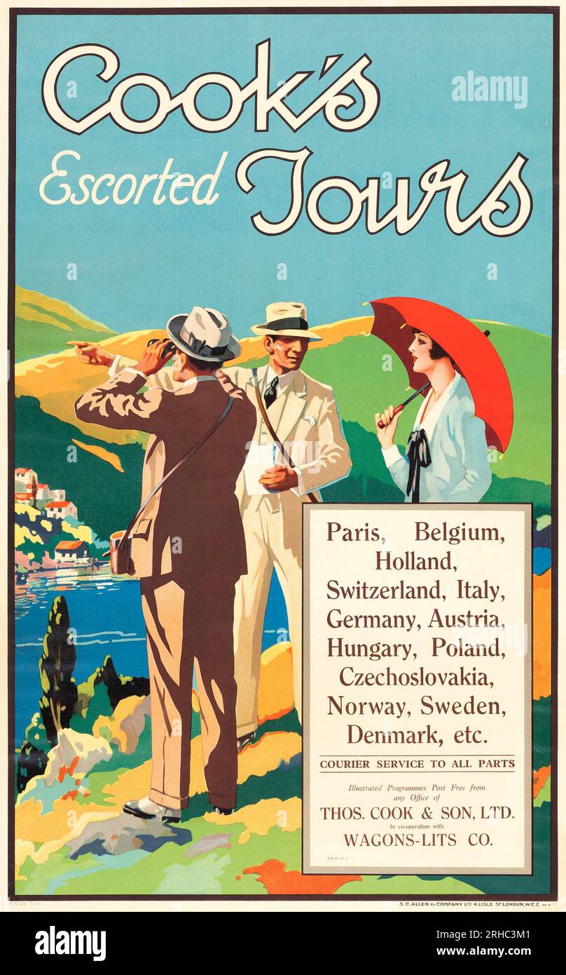 Cook's Escort Tours (Thomas Cook & Son, anni '1920). Poster di viaggio britannico. Artista sconosciuto. Foto Stock