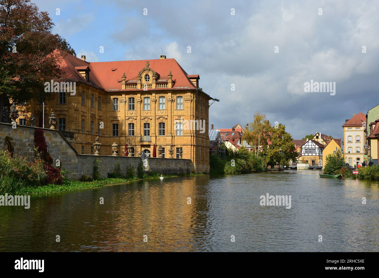 Villa Concordia lungo il fiume Regnitz, Bamberga, Franken/Franconia, Bayern/Baviera, Germania Foto Stock