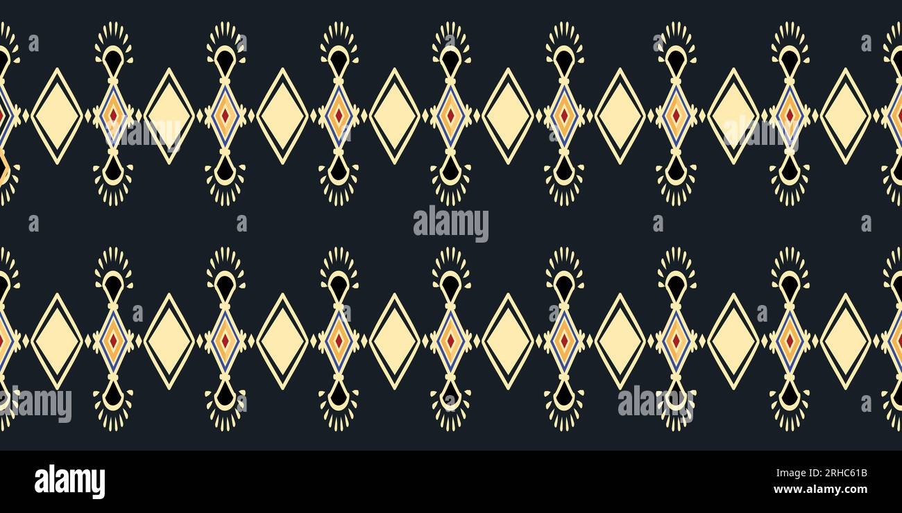 Motivo etnico senza cuciture con forma colorata in stile aztec ikat illustrazione vettoriale pronta per la stampa. Ideale per le donne con sfondo tessile Illustrazione Vettoriale