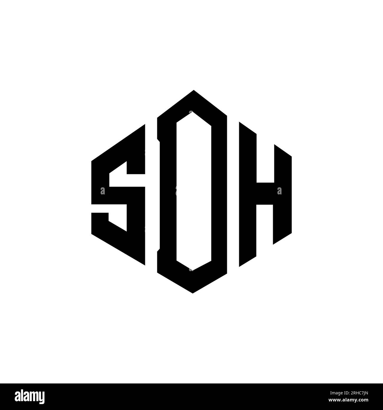 Logo SDH Letter con forma poligonale. Design con logo a forma di cubo e poligono SDH. Modello con logo vettoriale esagonale SDH in bianco e nero. Monogr. SDH Illustrazione Vettoriale