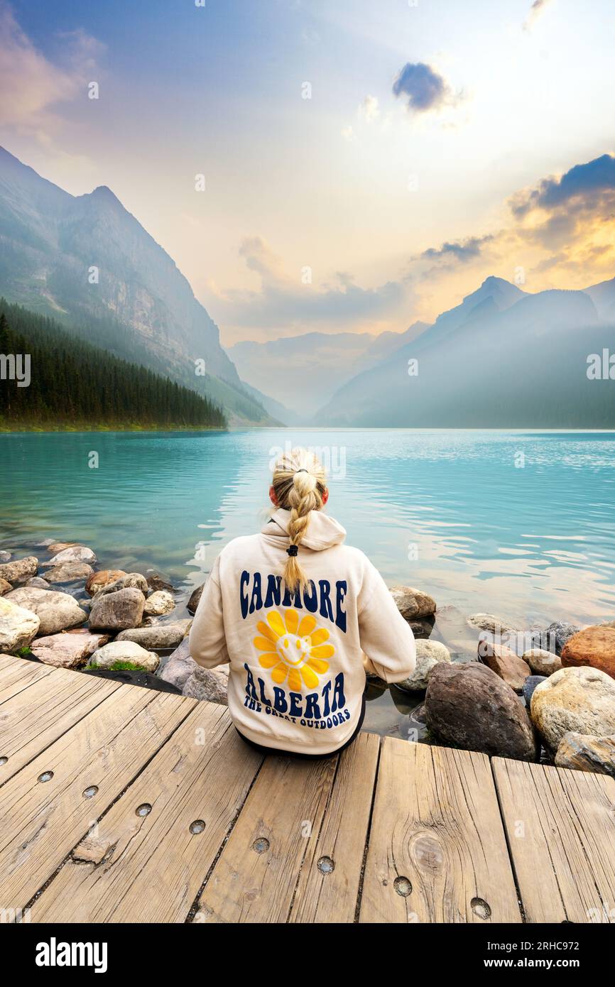 Lake Louise Beautiful Nature and Tranquility Banff National Park, Canadian Rockies, Alberta, Canada. Banff National Park, Alberta, Canada Foto Stock