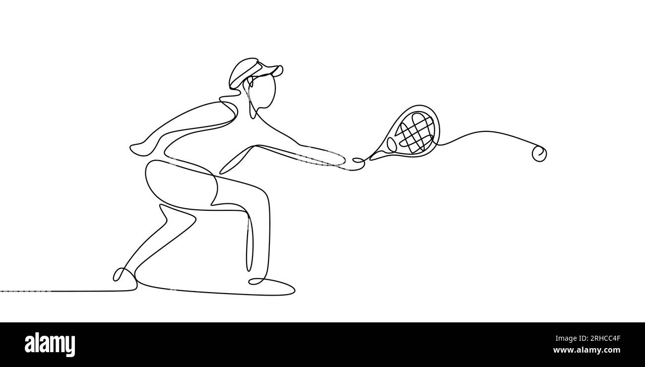 disegno continuo di sport da tennis. Illustrazione Vettoriale