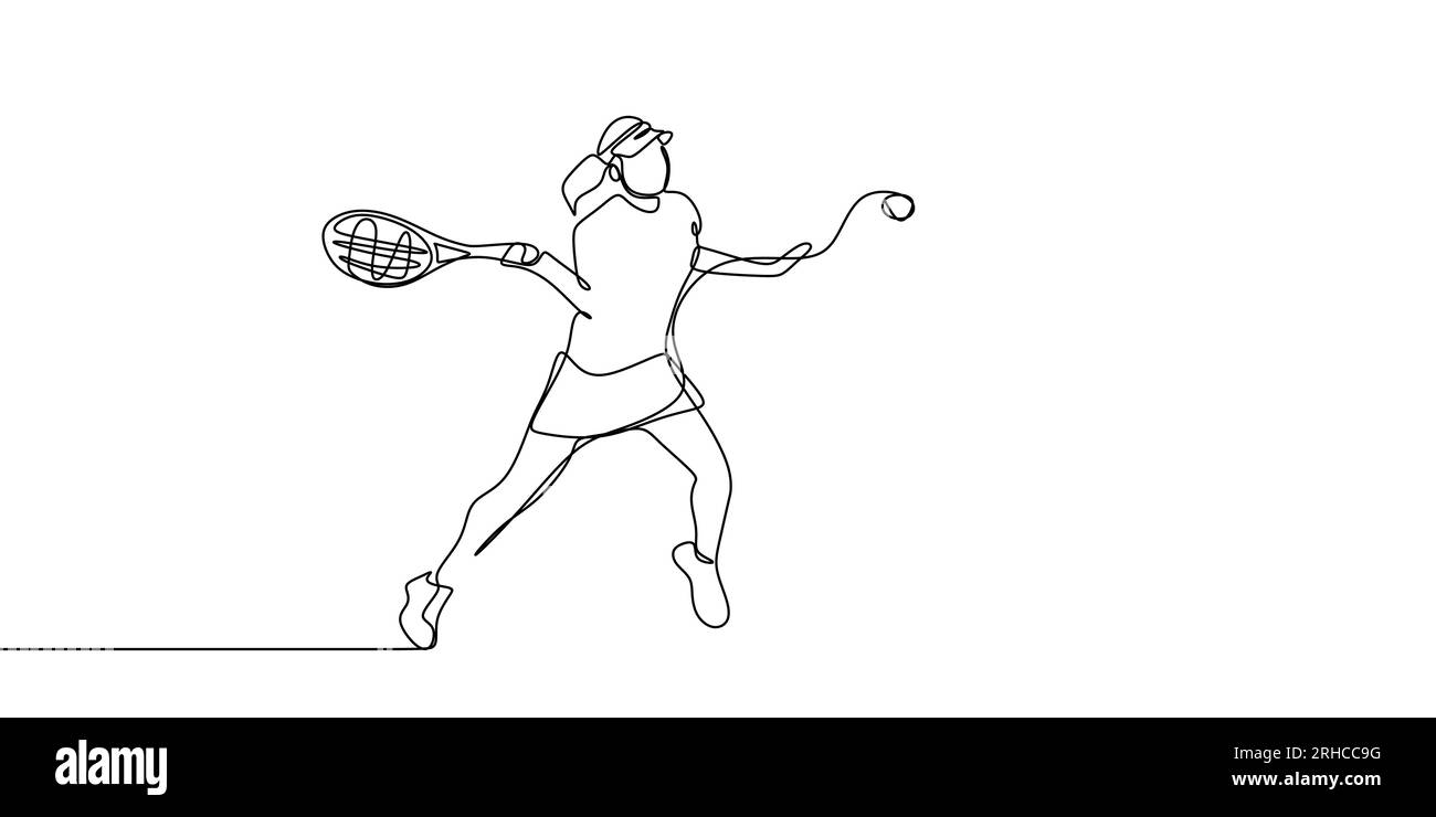 disegno continuo di sport da tennis. Illustrazione Vettoriale