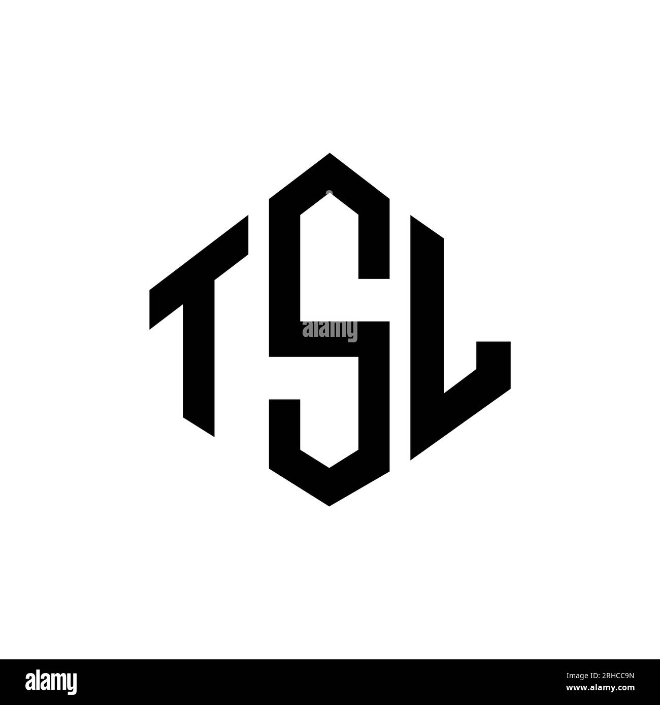 Logo TSL Letter con forma poligonale. Design con logo a forma di cubo e poligono TSL. Modello con logo vettoriale esagonale TSL in bianco e nero. TSL monogr Illustrazione Vettoriale