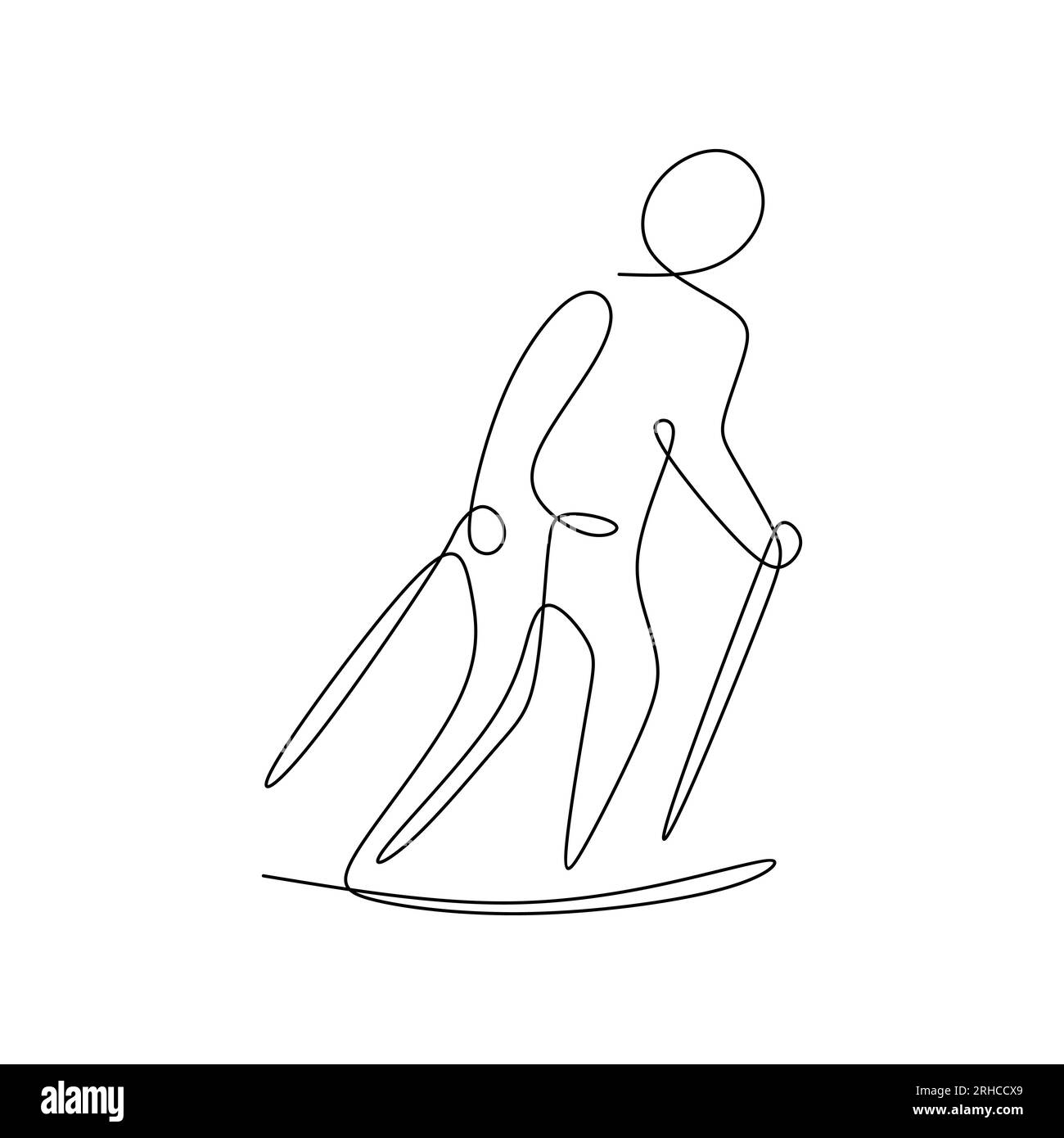 disegno continuo di una persona che gioca a snowboard Illustrazione Vettoriale
