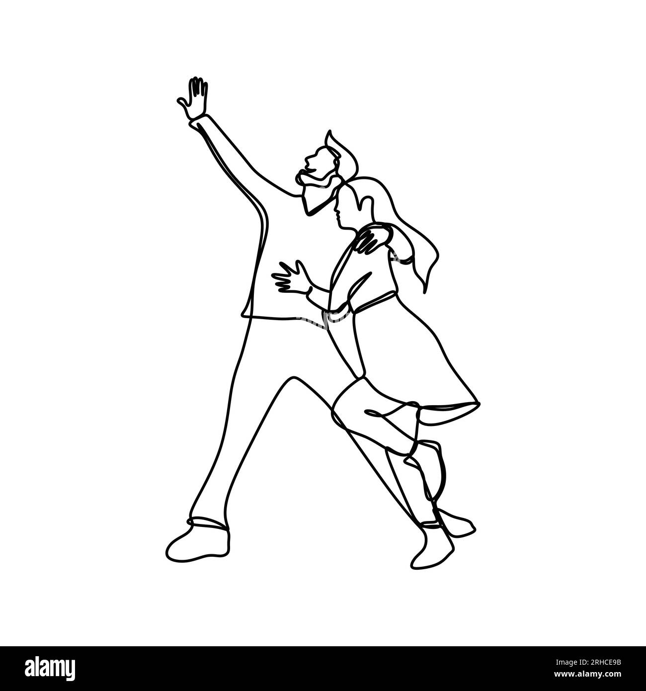 Disegno continuo di coppie romantiche che sentono felice illustrazione vettoriale Illustrazione Vettoriale