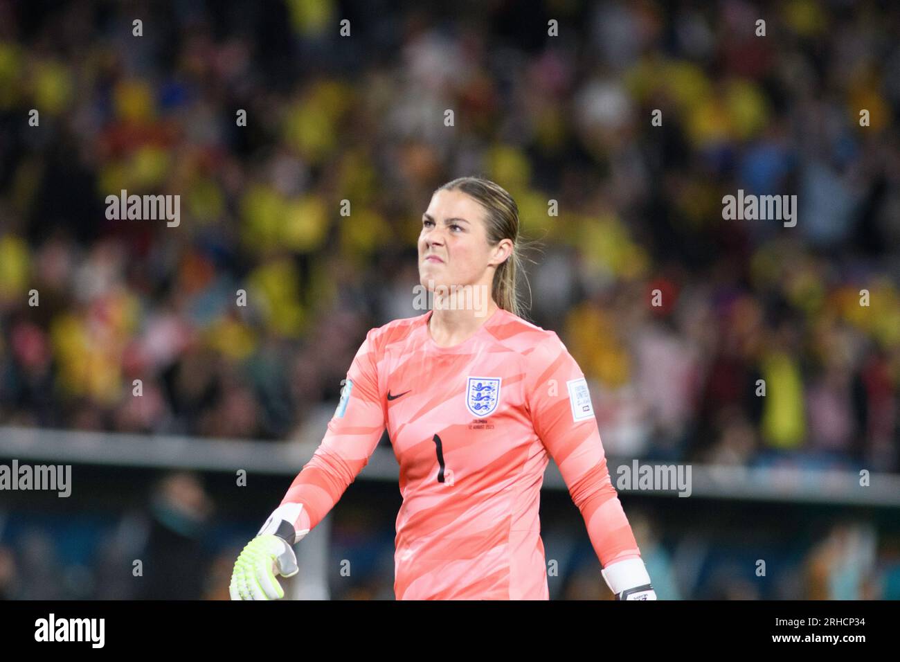 Mary Earps per l'Inghilterra durante la semifinale della Coppa del mondo femminile contro Australia Foto Stock