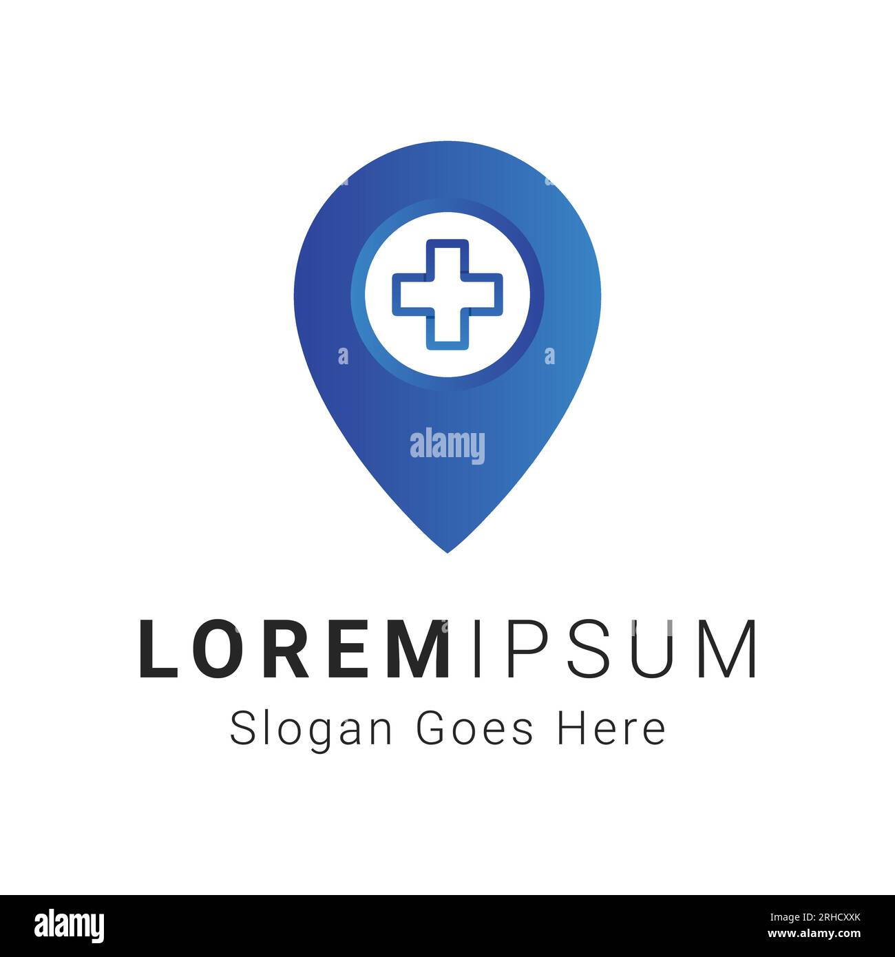 Logo di posizione dell'ospedale medico Design Plus segno Doctor Heart Beat logotipo di posizione Illustrazione Vettoriale