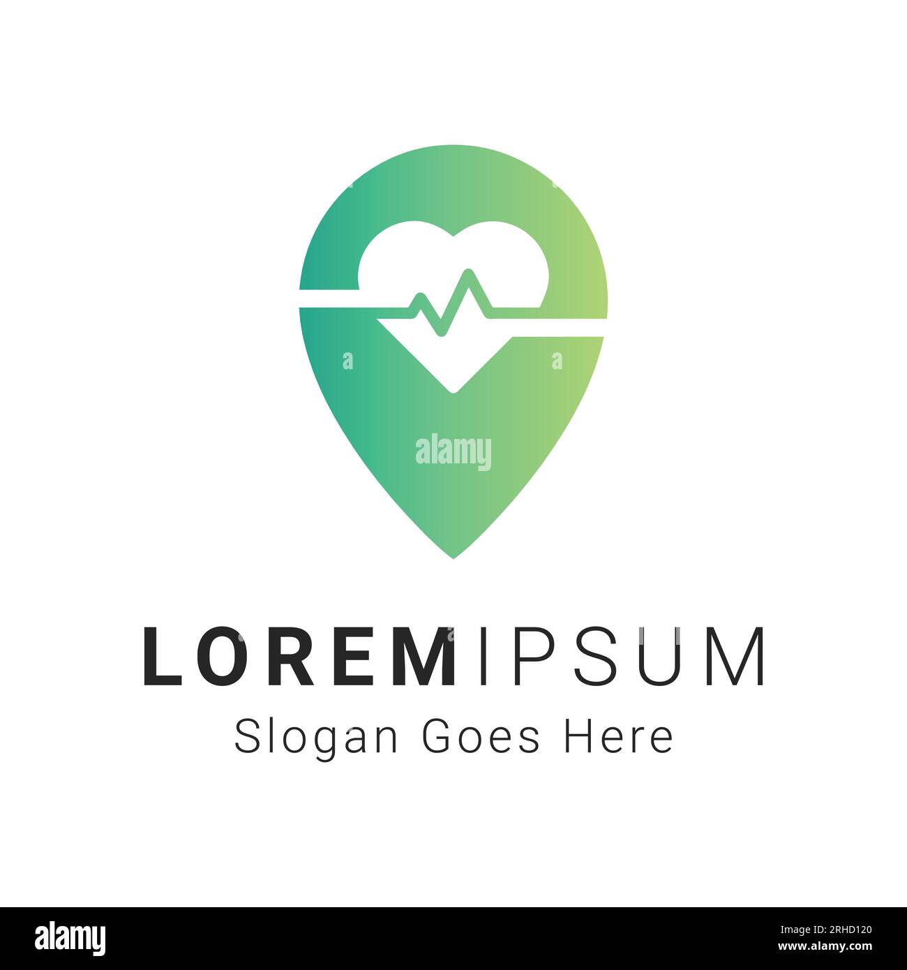 Logo di posizione dell'ospedale medico Design Plus segno Doctor Heart Beat logotipo di posizione Illustrazione Vettoriale