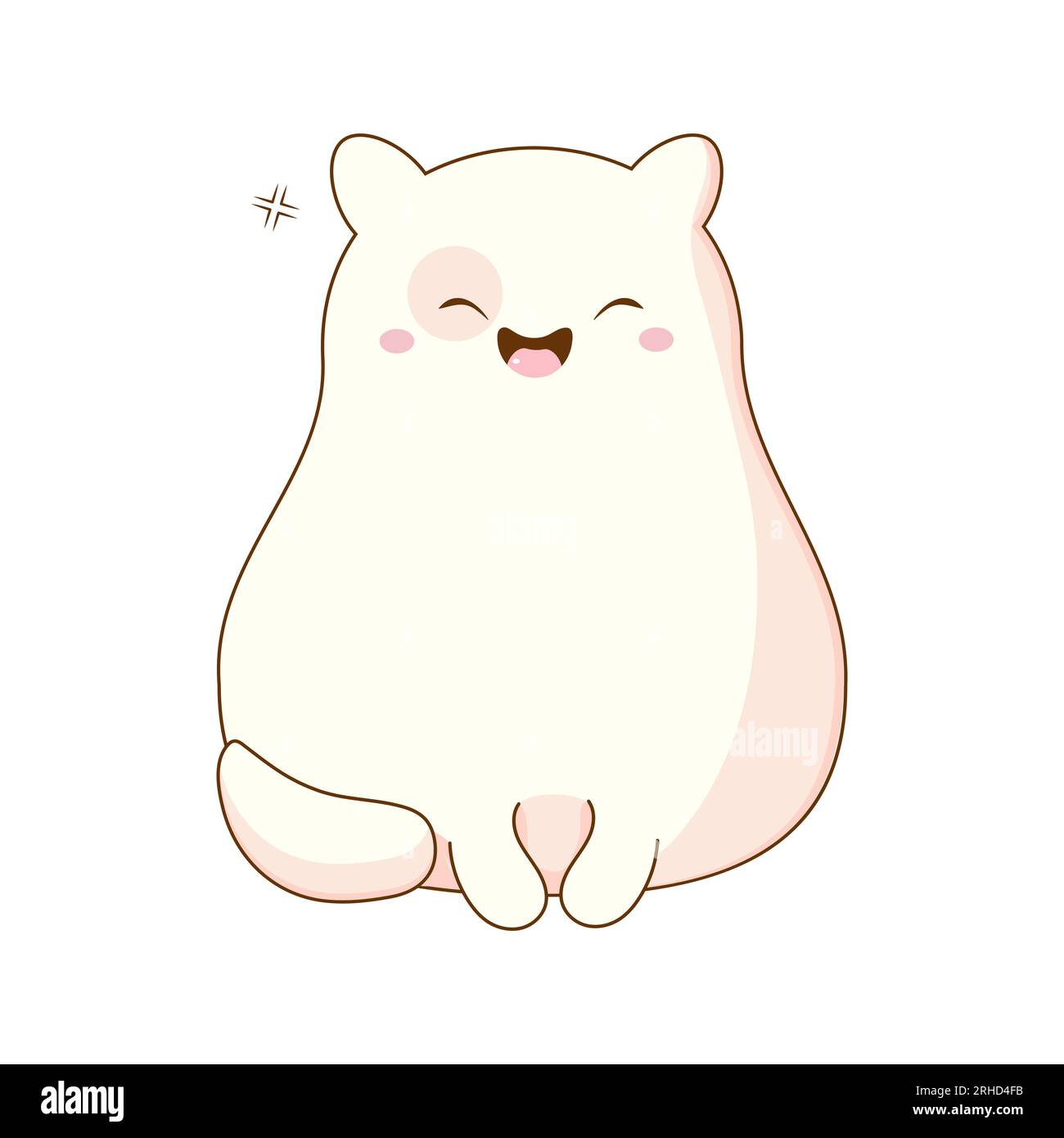 simpatico gatto kawaii gatto coreano sorridente. Illustrazione vettoriale isolata su sfondo bianco Illustrazione Vettoriale