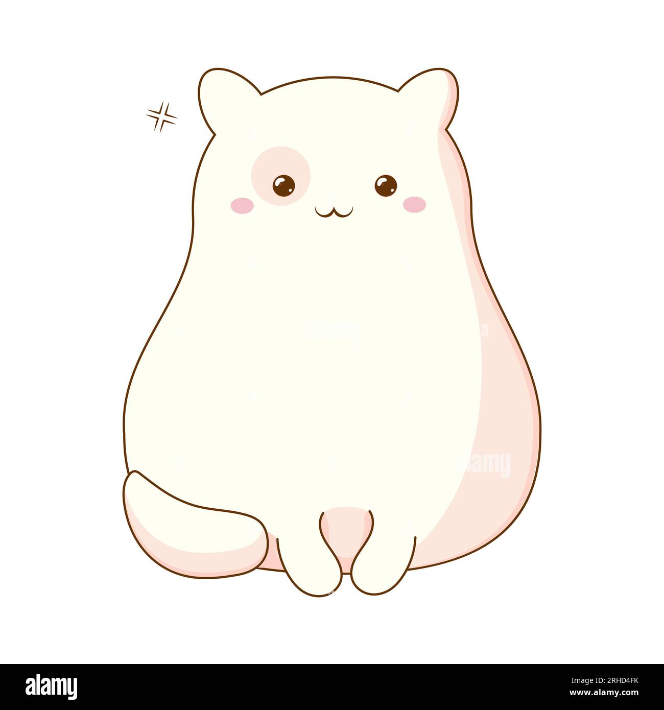 simpatico gatto kawaii gatto coreano sorridente. Illustrazione vettoriale isolata su sfondo bianco Illustrazione Vettoriale