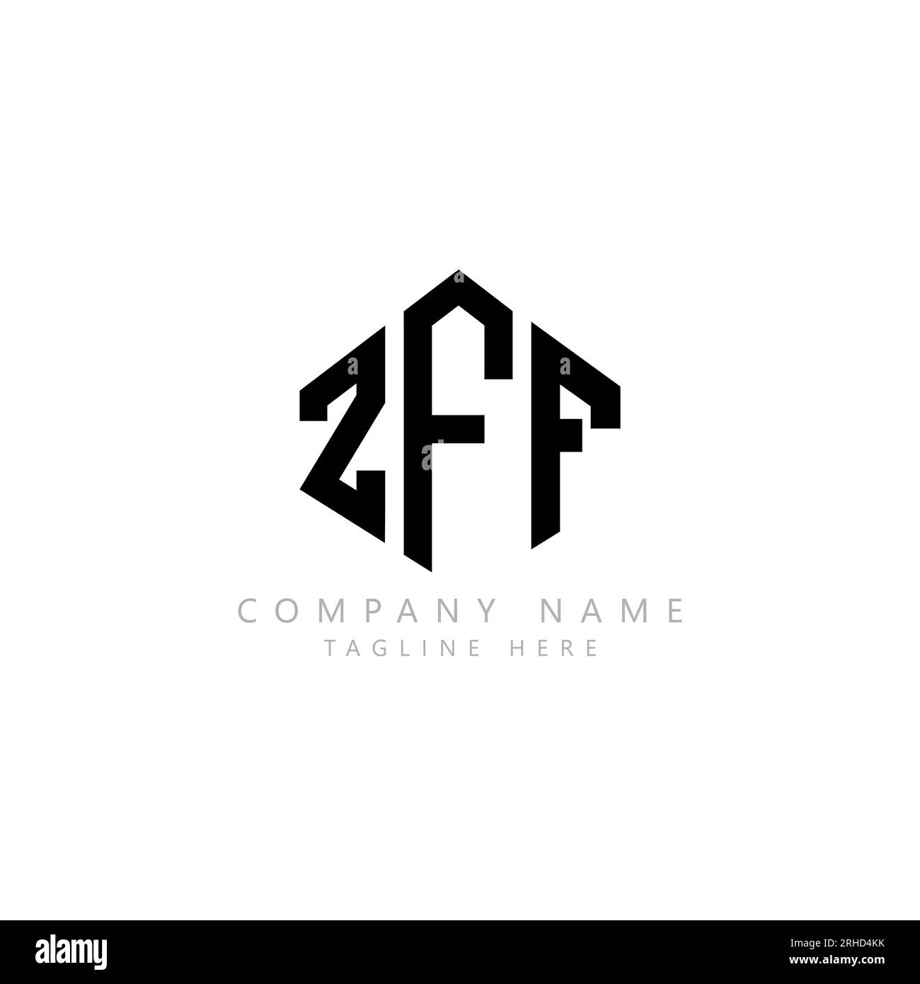 Logo ZFF Letter con forma poligonale. Design con logo a forma di cubo e poligono ZFF. Modello con logo vettoriale esagonale ZFF in bianco e nero. ZFF monogr Illustrazione Vettoriale