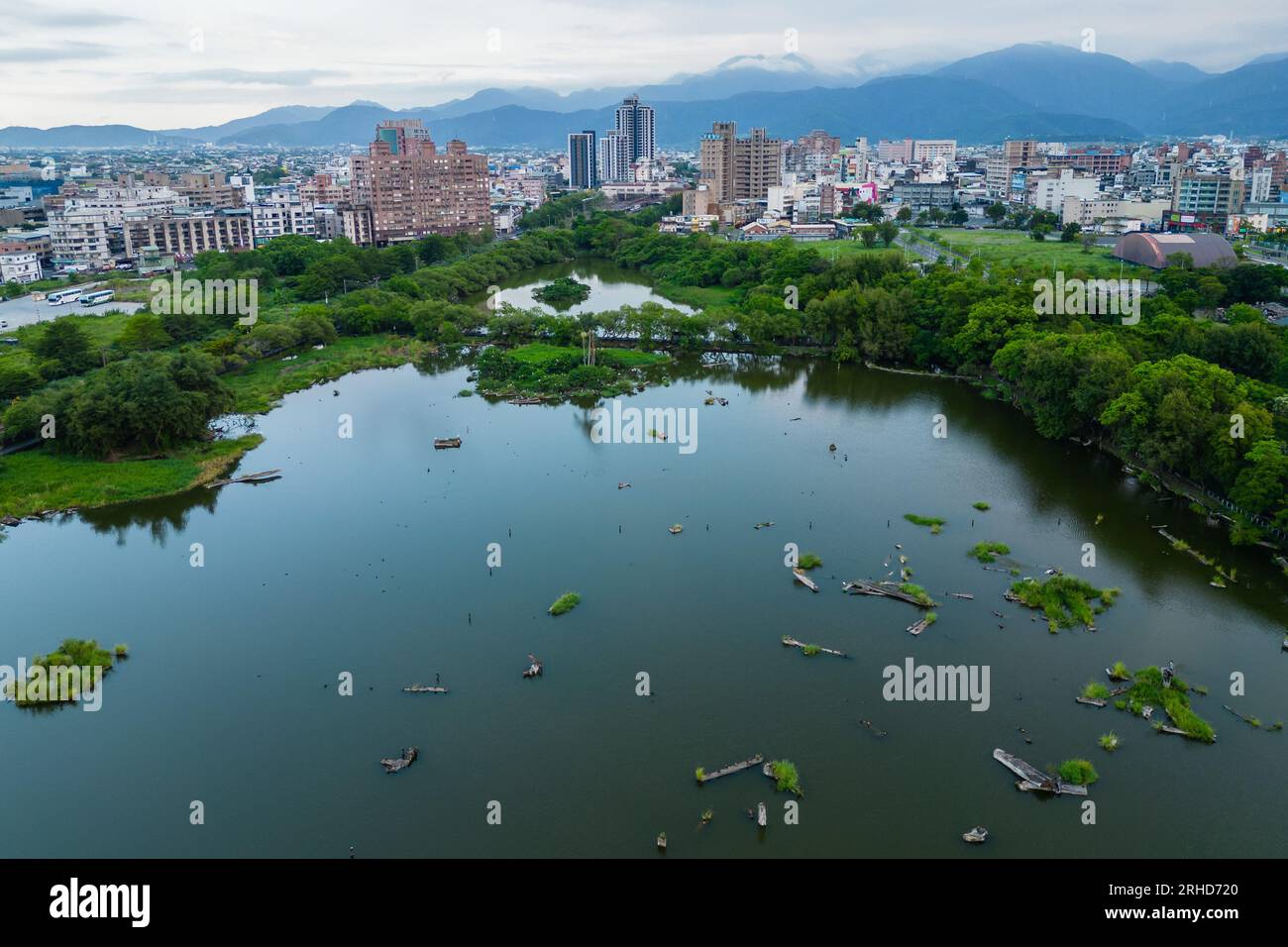 Laghetto di legno del Luodong Forestry Culture Park a Yilan, Taiwan Foto Stock
