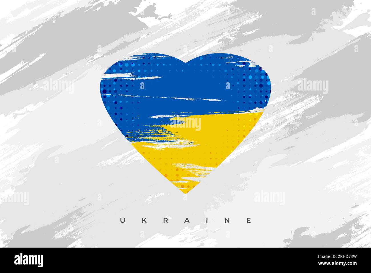 Amore per l'Ucraina. Ucraina bandiera con amore concetto in stile pennello. Illustrazione della bandiera Ucraina isolata su sfondo Grunge Illustrazione Vettoriale