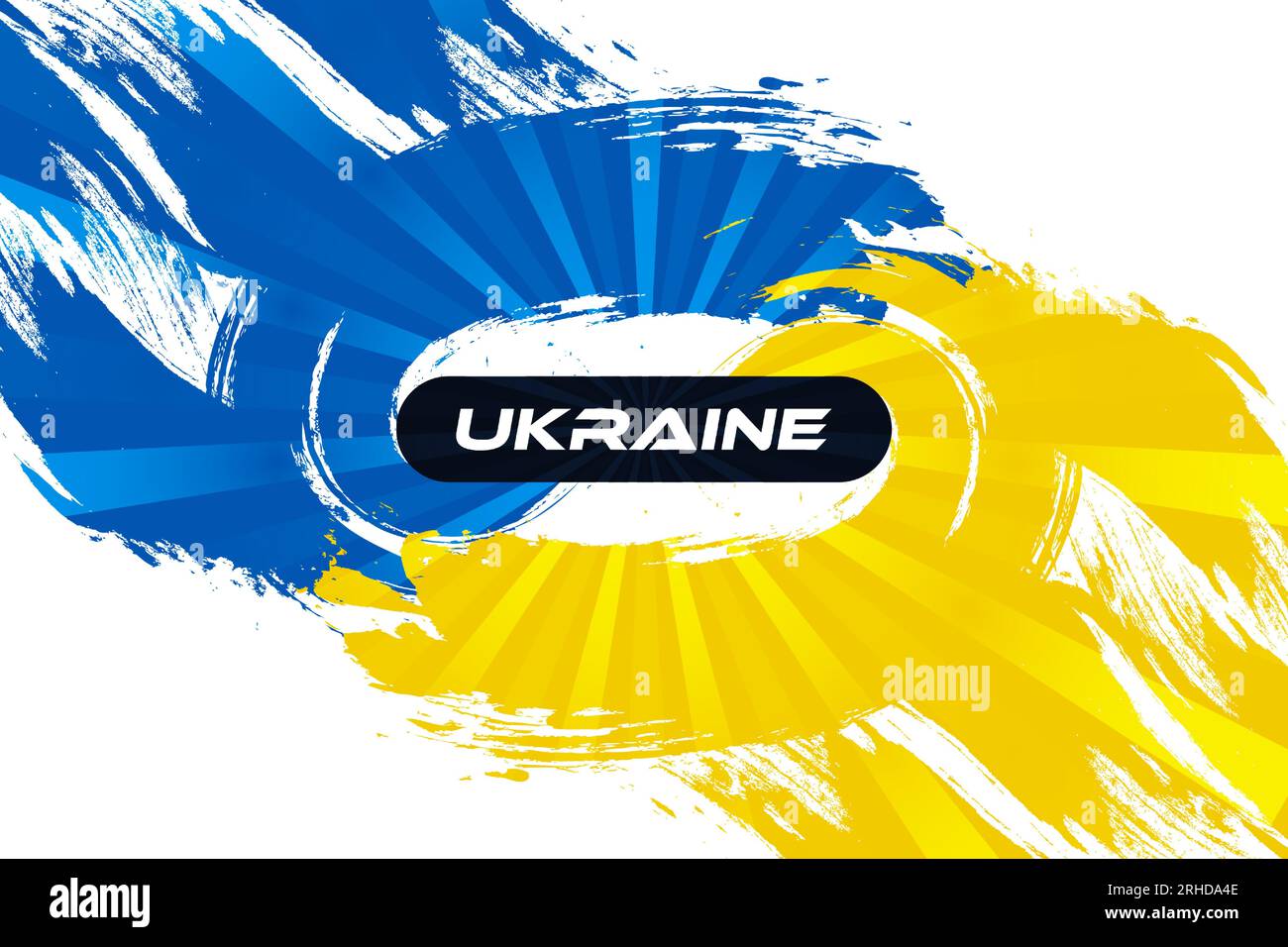Bandiera Ucraina con concetto di pennello. Bandiera dell'Ucraina in stile Grunge isolata su sfondo bianco Illustrazione Vettoriale