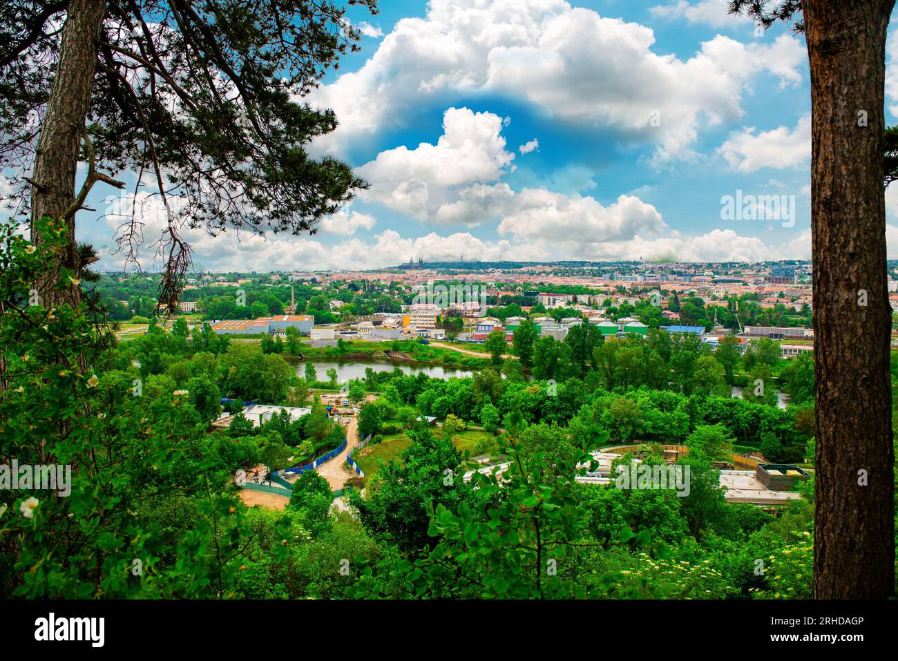 Praga, vista dallo zoo della città. La vista su Praga dalla città Foto Stock