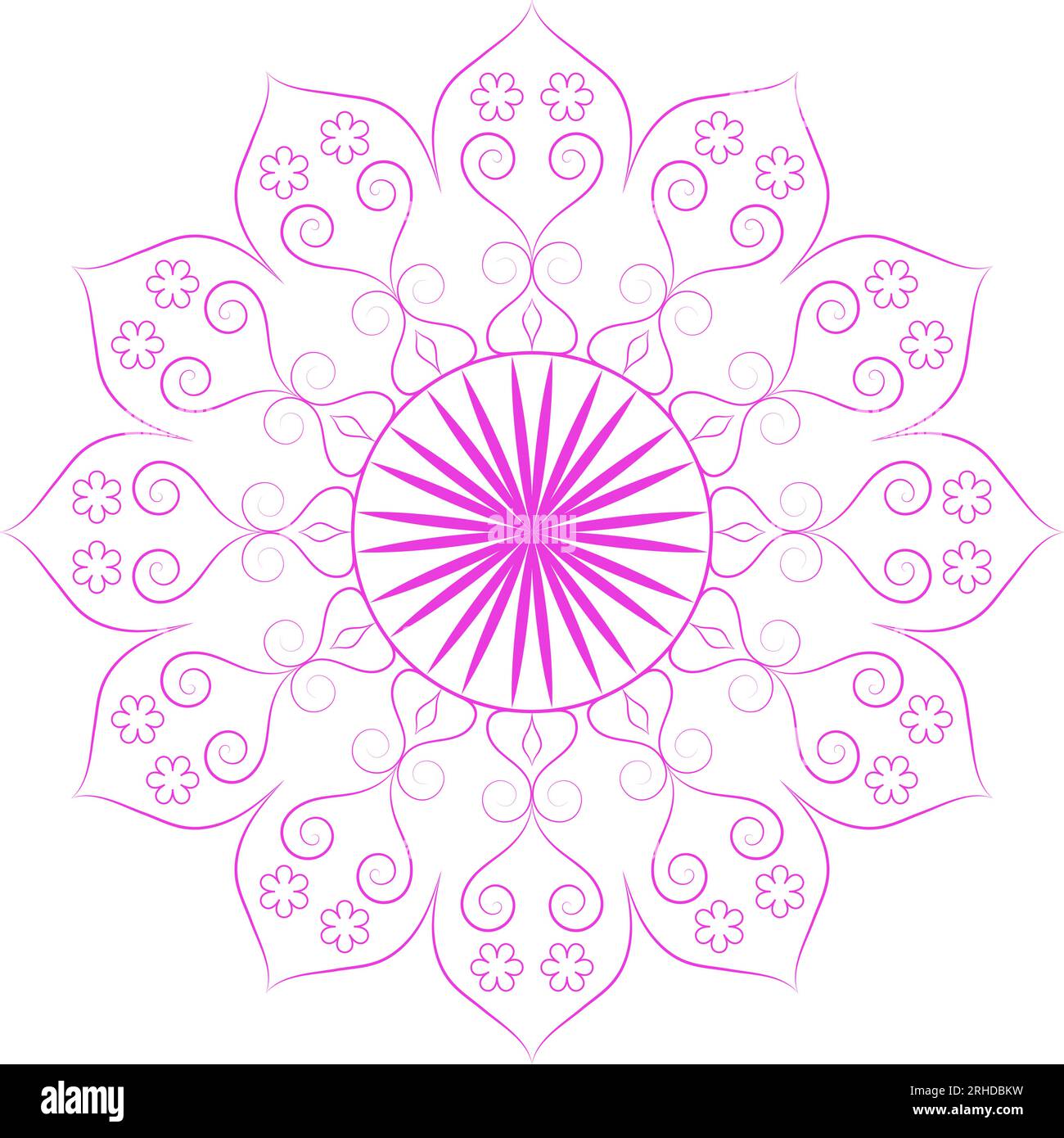 Design mandala floreale di colore rosa Illustrazione Vettoriale