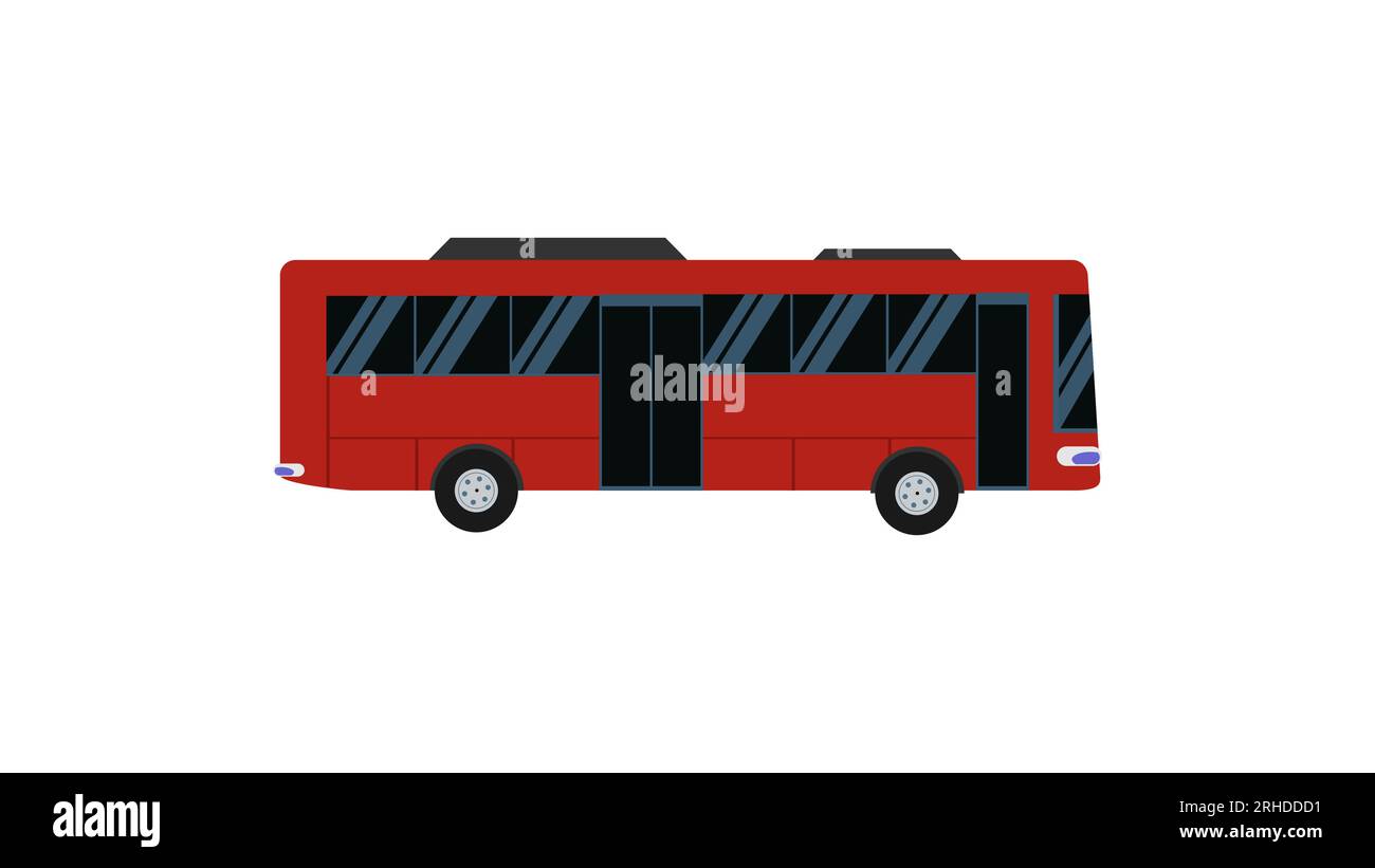 Grande bus rosso isolato su sfondo bianco. Illustrazione Vettoriale