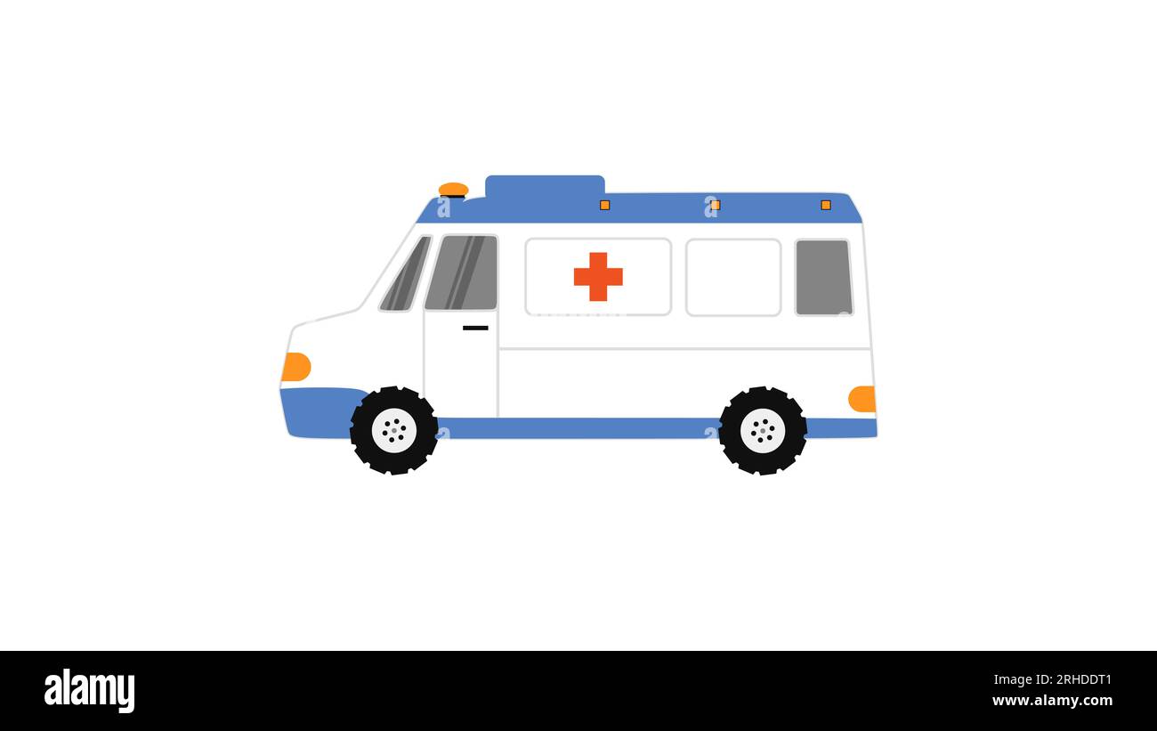 elemento di ambulanza bianco isolato su sfondo bianco. Illustrazione Vettoriale