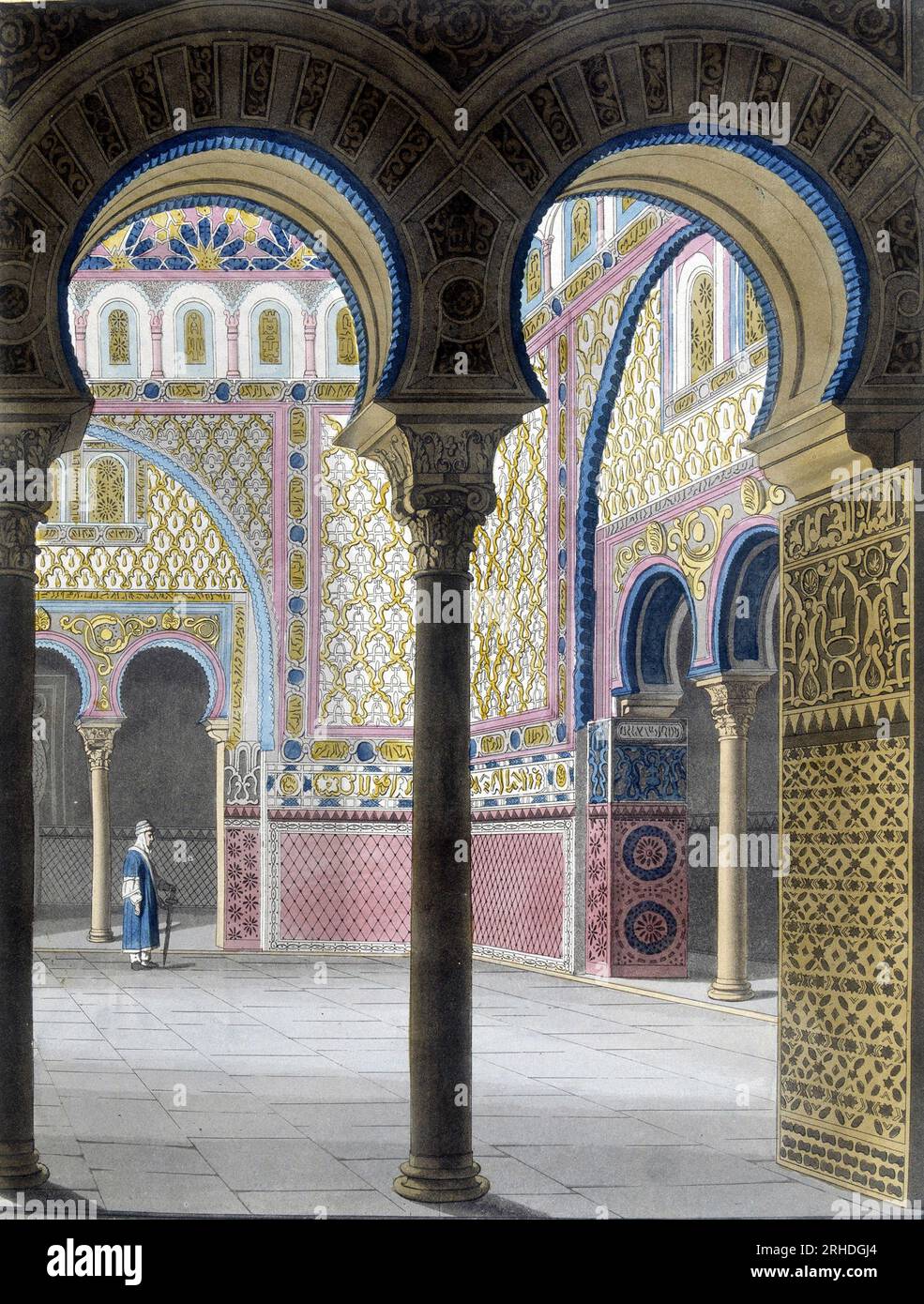 La cour de l'Alcazar de Seville - in "le costume ancien et moderne" par Ferrario, 1819-20 Foto Stock