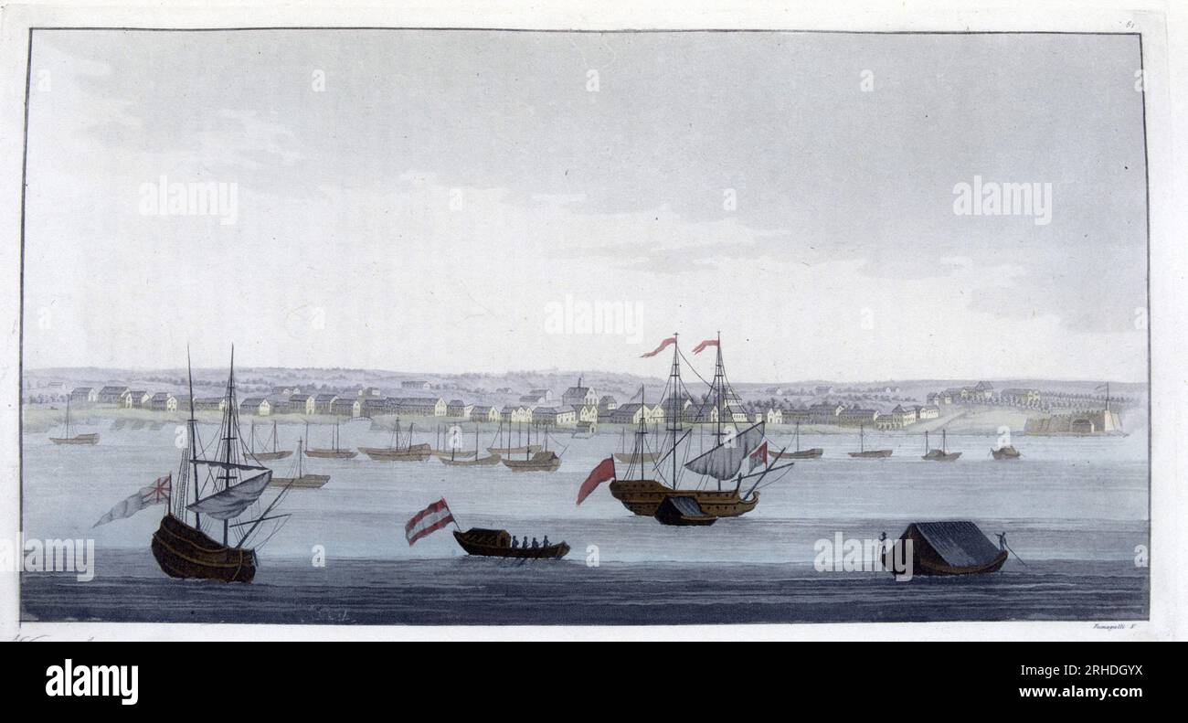 Vue de la ville de Paramaribo (Guyane) - in "le Costume ancien et moderne" par le docteur Jules Ferrario, 1819-20 Foto Stock