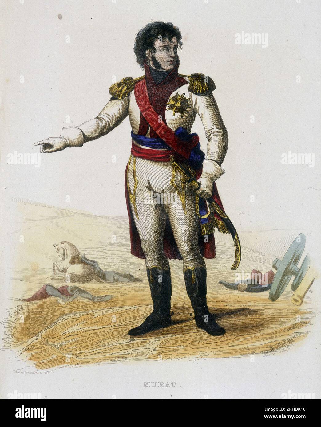 Joachim Murat (Gioacchino Murat) (1767-1815), marechal de France et roi de Naples- in Plutarque Francais, 1841 (T.8) Foto Stock