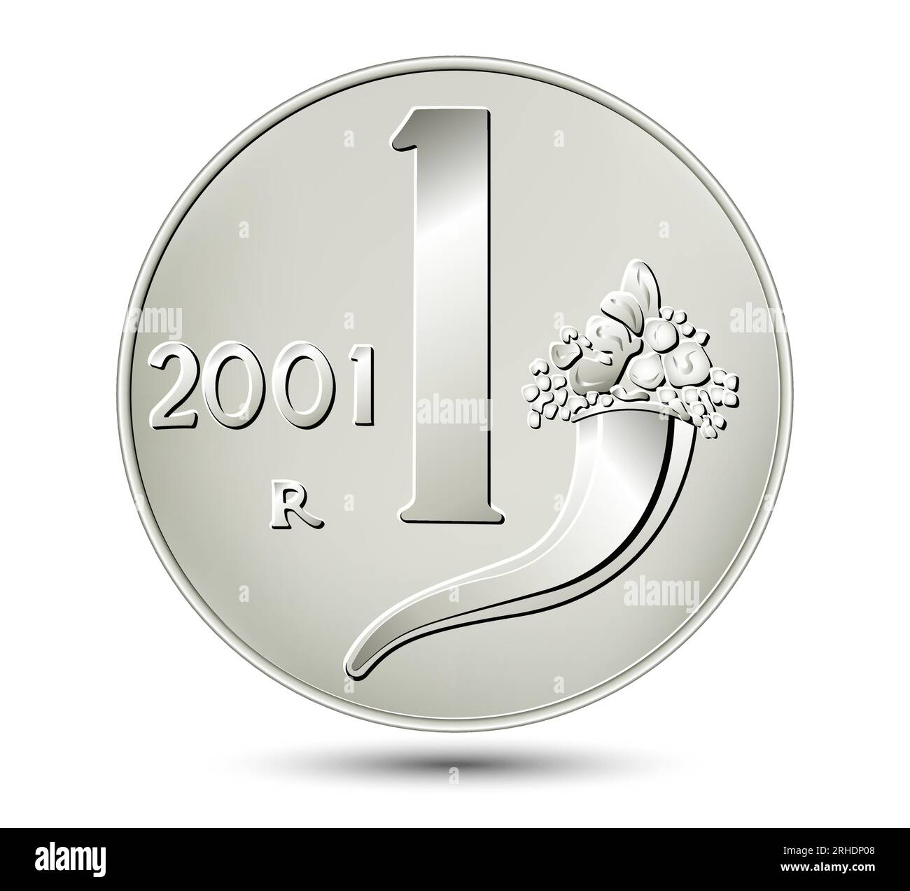 Una lira italiana isolata su sfondo bianco. Illustrazione vettoriale. Illustrazione Vettoriale