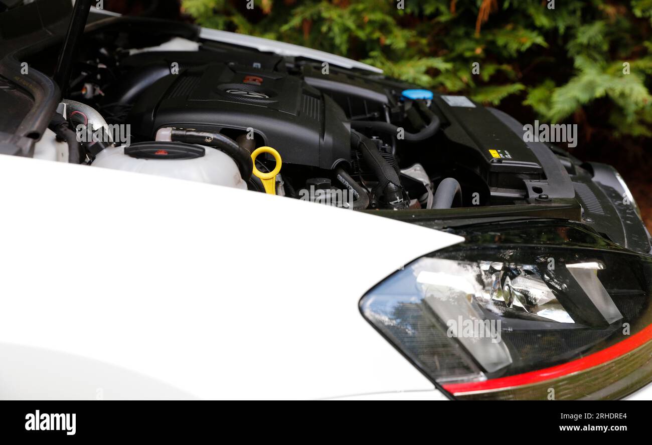 New White Car, Volkswagen Golf GTI MK7 3 porte berlina benzina auto Foto Stock