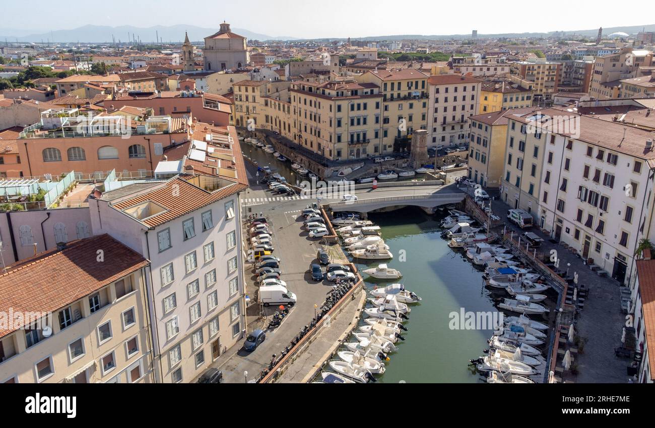 vista sulla città di livorno in italia Foto Stock