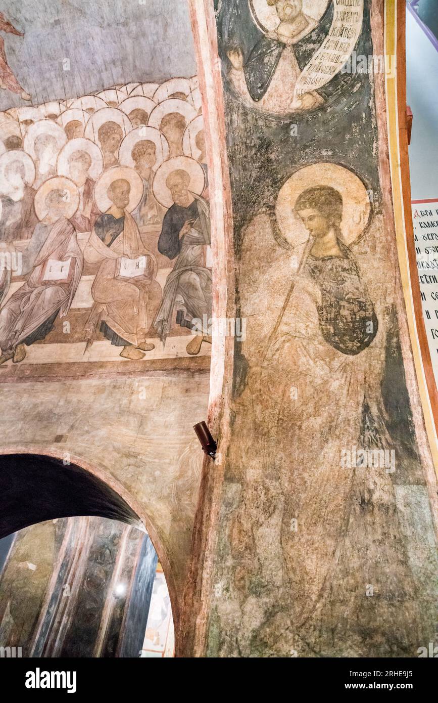 Affreschi di Andrey Rublev nella Cattedrale della Dormizione di Vladimir, Russia Foto Stock