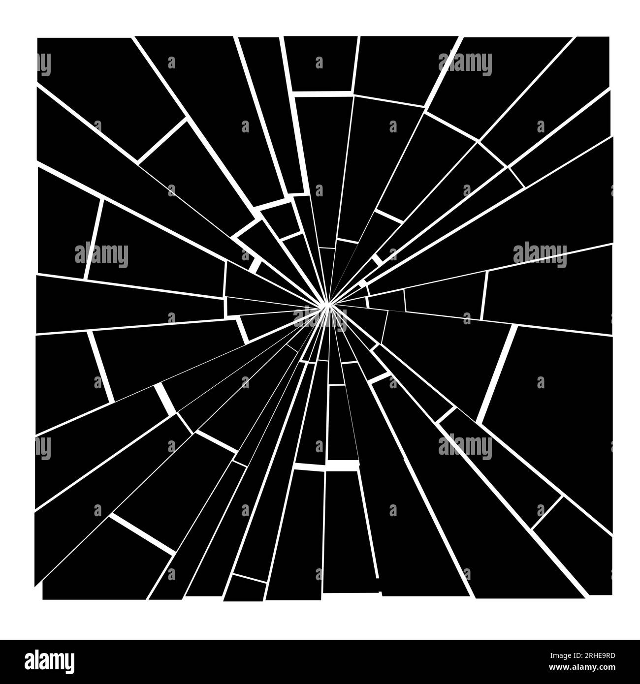 Sfondo del vettore di vetro fratturato. Nero bianco cracking schermo rotto vetro quadrato. Illustrazione Vettoriale