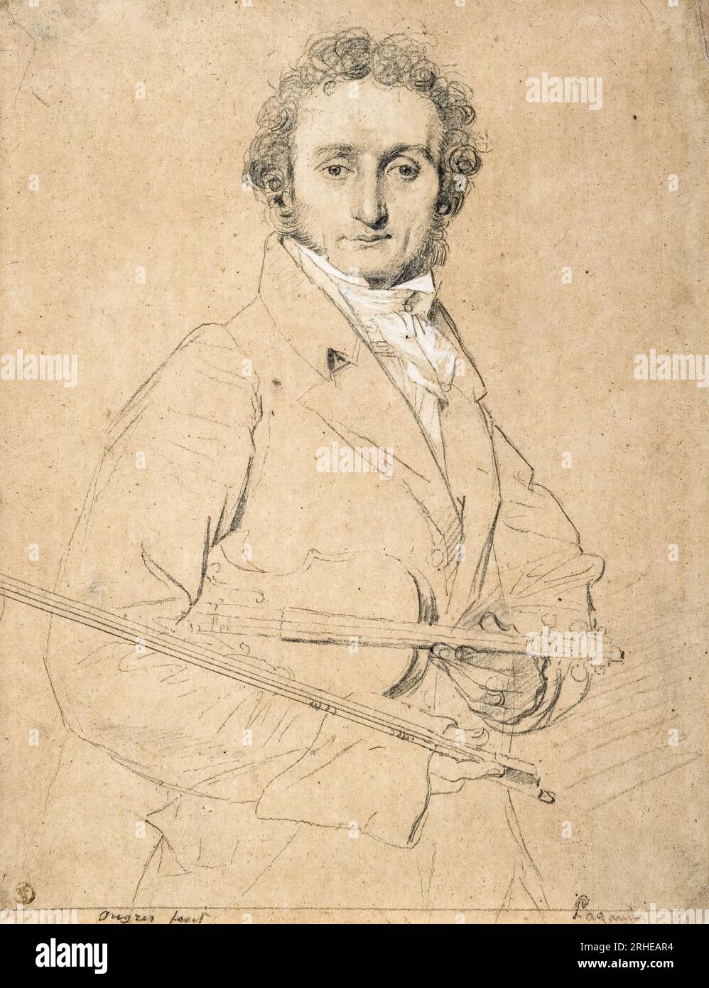 Niccolò Paganini, (1782-1840), violinista, virtuoso e compositore italiano, ritratto di Jean Auguste Dominique Ingres, circa 1830 Foto Stock